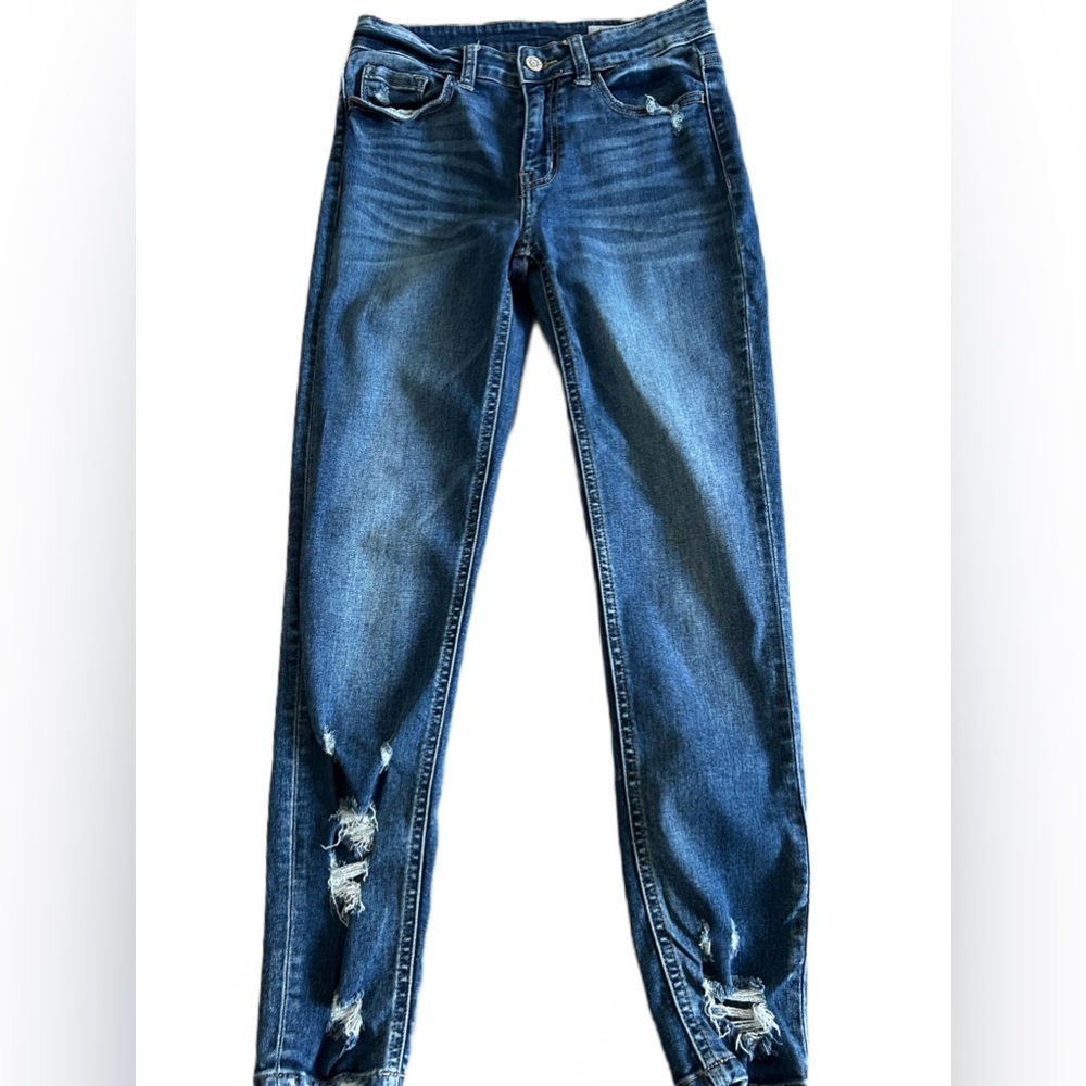 BRIDGE  BY GLY BUCKLE Mid Rise Ankle Skinny Distressed Denim Jeans Size 27 27x26